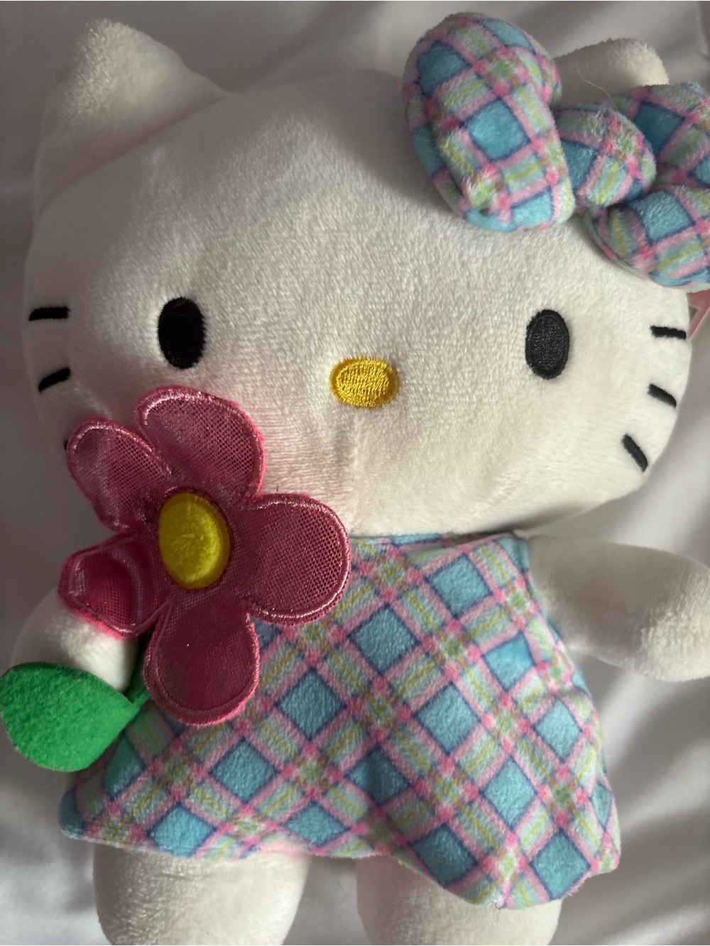 Sanrio Hello Kitty 8" Easter Plush - Pastel Plaid Dress & Flower NWT - Picture 3 of 9